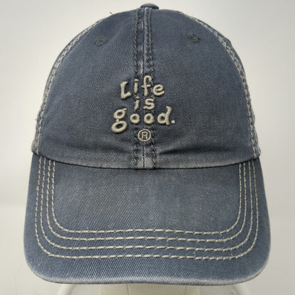 Life is Good Baseball Cap Blue One Size Contrast Stitching Washed Cotton Hat