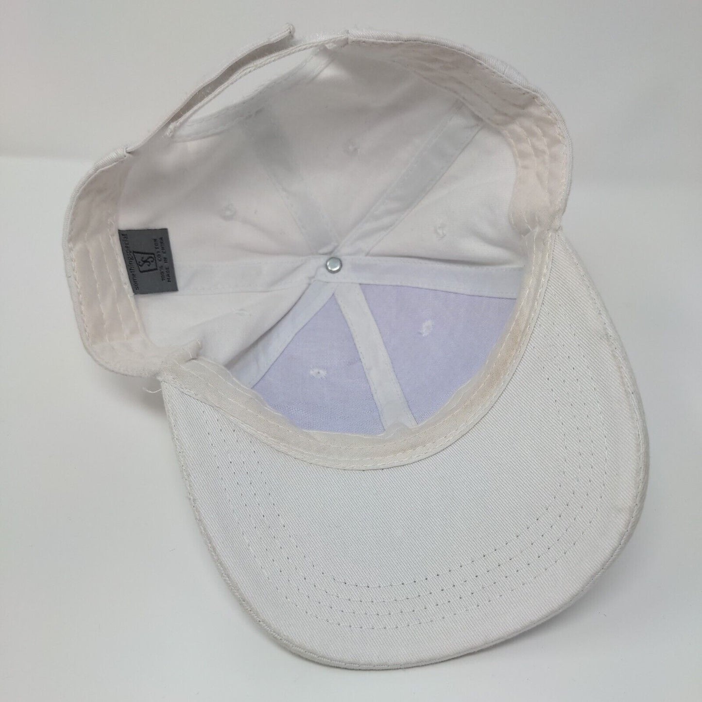 Something Special Strapback Hat White One Size Rhinestone Studded