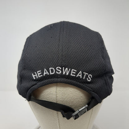 Headsweats Strapback 5 Panel Cap Black One Size Adjustable Embroidered Blank