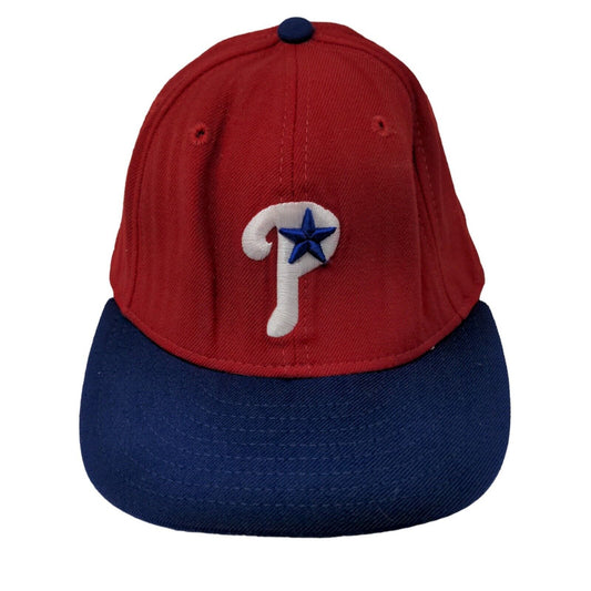 New Era Mens Fitted Hat Red 6 7/8 Philadelphia Phillies Embroidered Logo 59Fifty