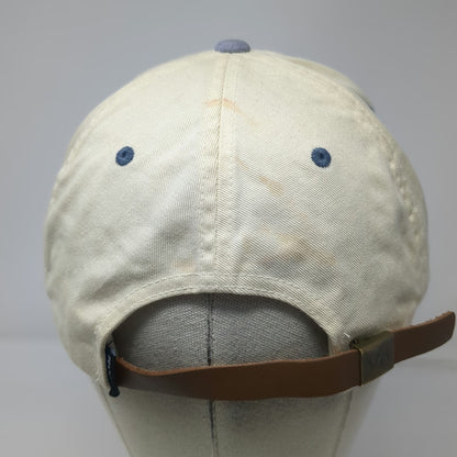 RVCA Baseball Cap Beige One Size Leather Strapback VA Logo Felt Applique Hat