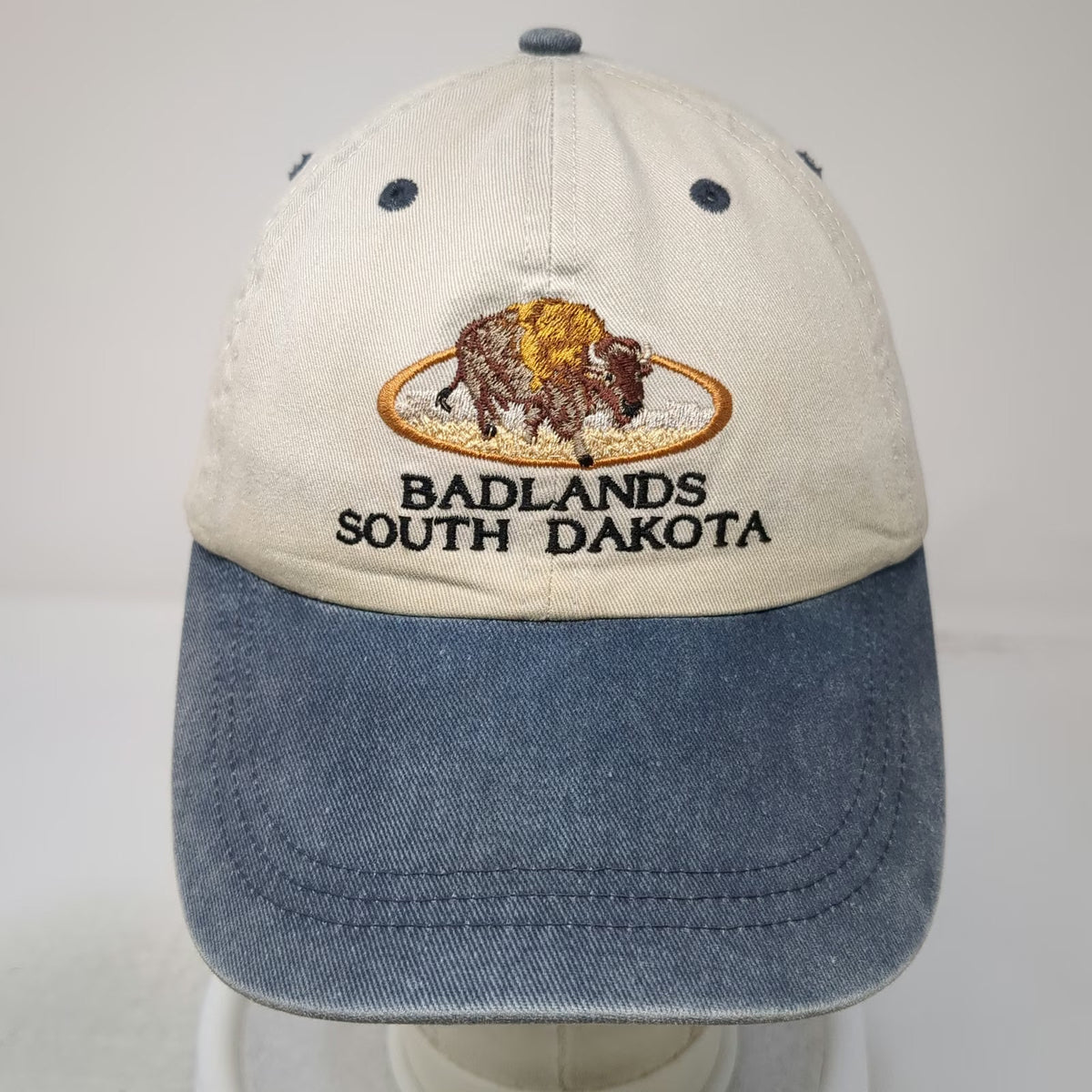 Ouray Baseball Cap Beige Blue OSFM Badlands South Dakota Bison Embroidered Hat