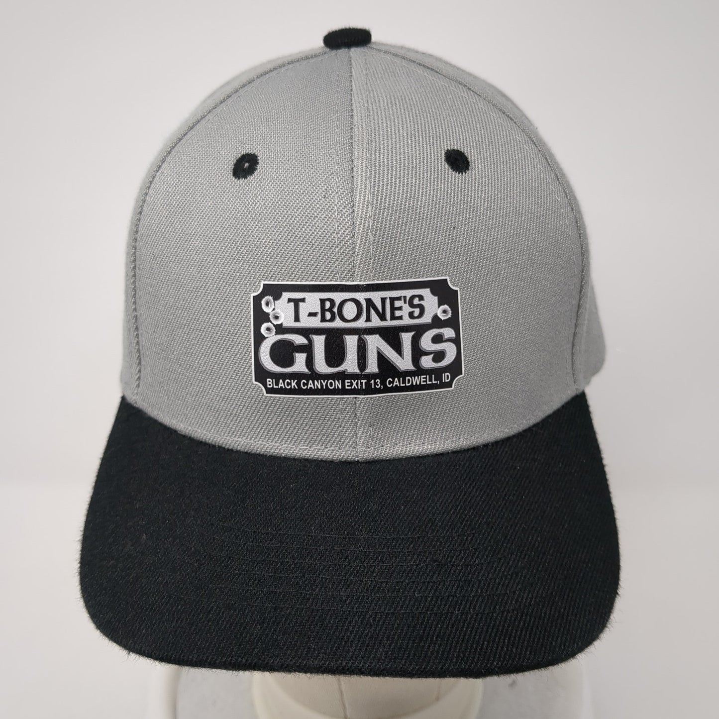 T-Bones Guns Strapback Hat Gray One Size Adjustable Colorblock Outdoor