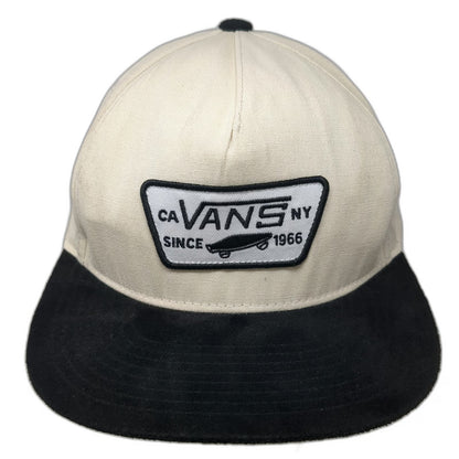Vans 5 Panel Beige Black One Size Snapback Hat Suede Brim Skateboard Logo Patch