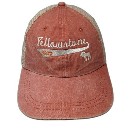 Best of Yellowstone Trucker Hat Orange One Size Mesh Moose 1872 Embroidered