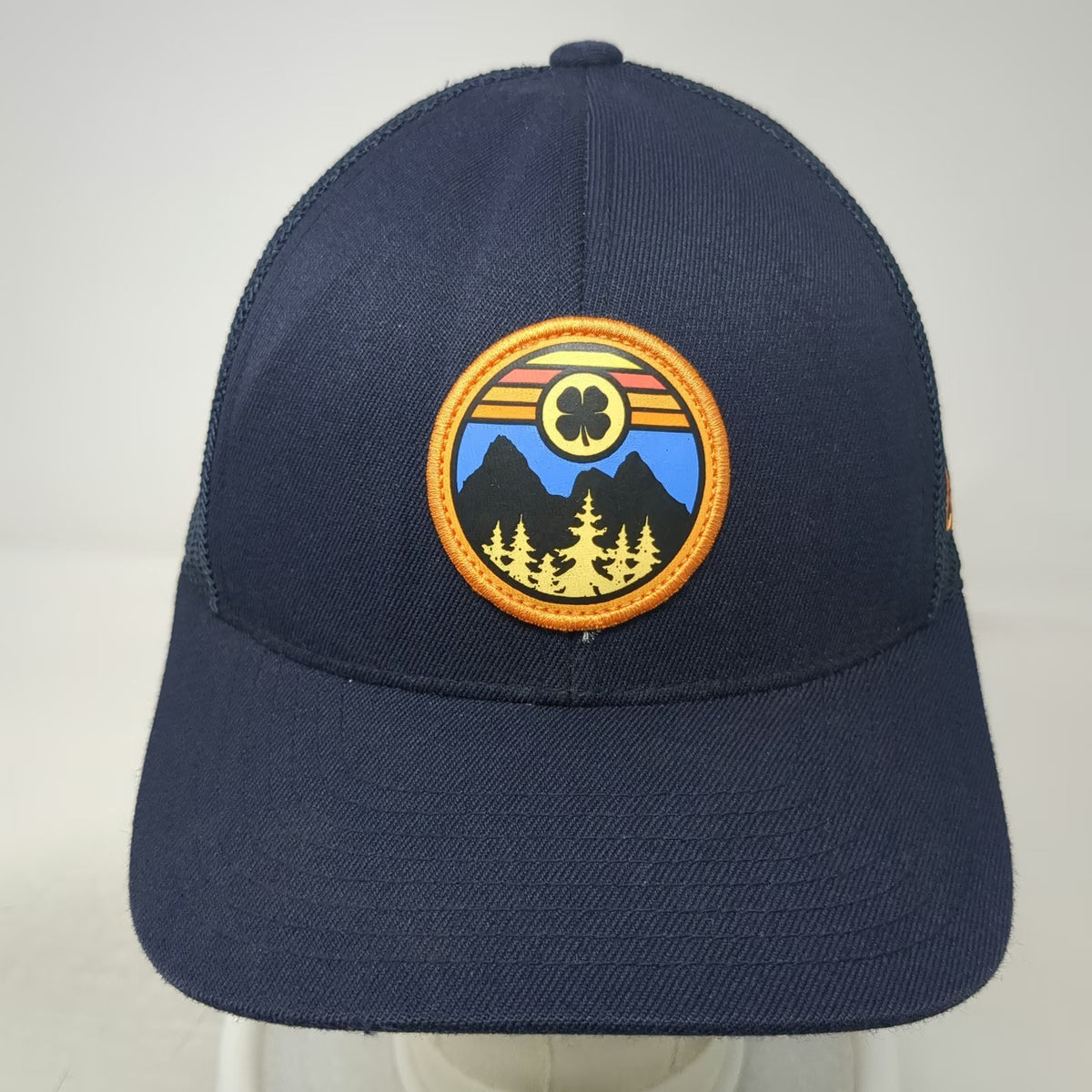 Black Clover Trucker Hat Blue One Size Live Lucky Mesh Snapback Mountains Patch