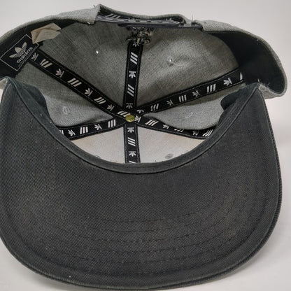 Adidas Snapback Gray Black One Size Flat Brim Trefoil Logo Structured Wool Hat