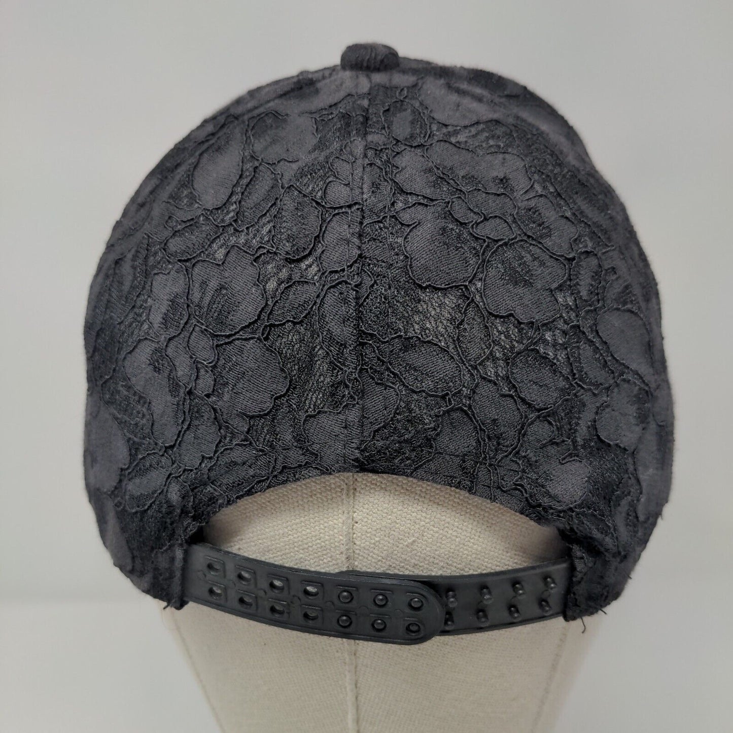 Floral Lace Studded Snapback Hat Black OSFA Adjustable Embellished