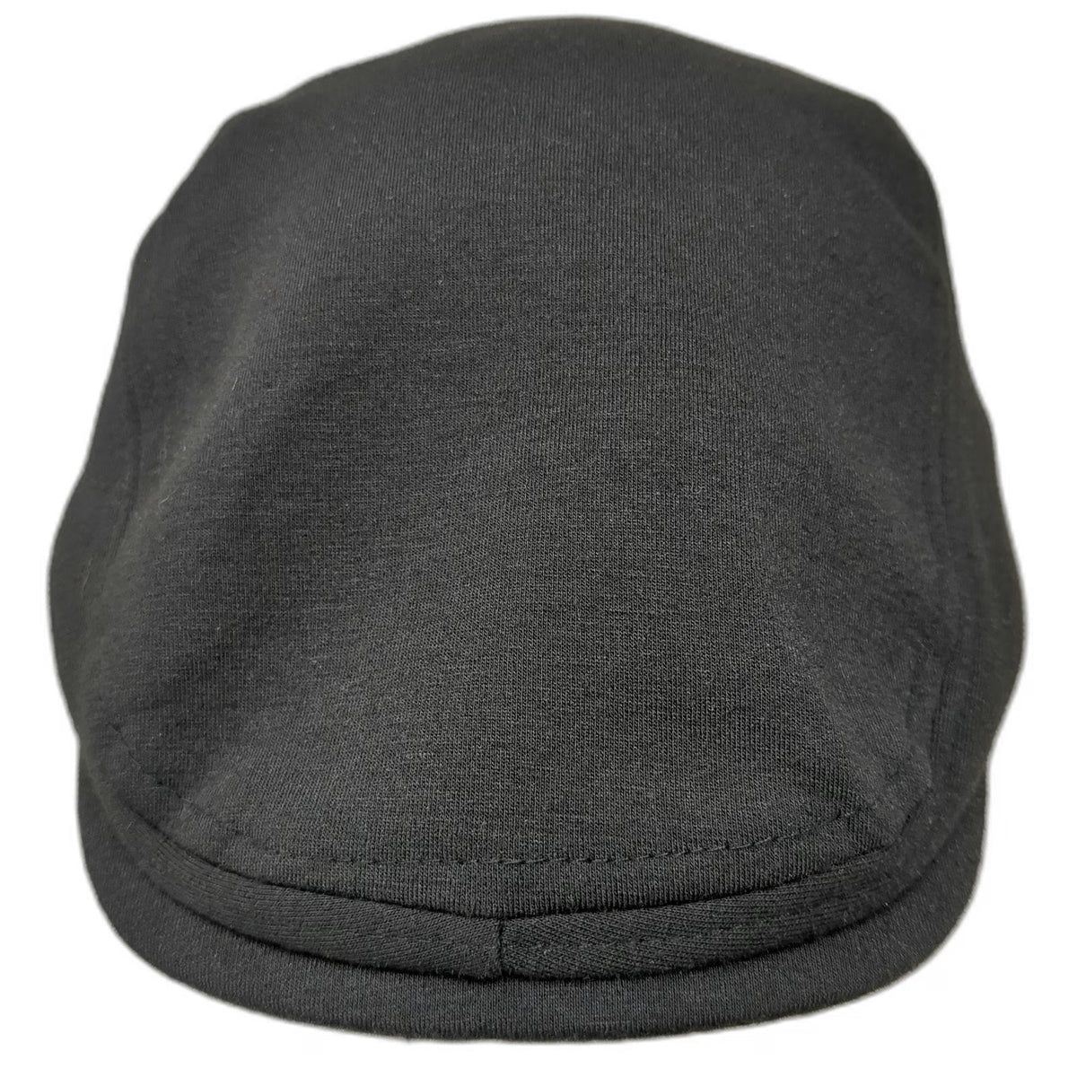 Black Newsboy Cap One Size Soft Jersey Fabric Elastic Back Flat Bill Plain Hat