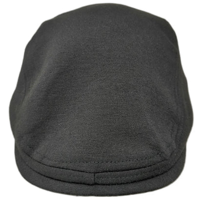 Black Newsboy Cap One Size Soft Jersey Fabric Elastic Back Flat Bill Plain Hat