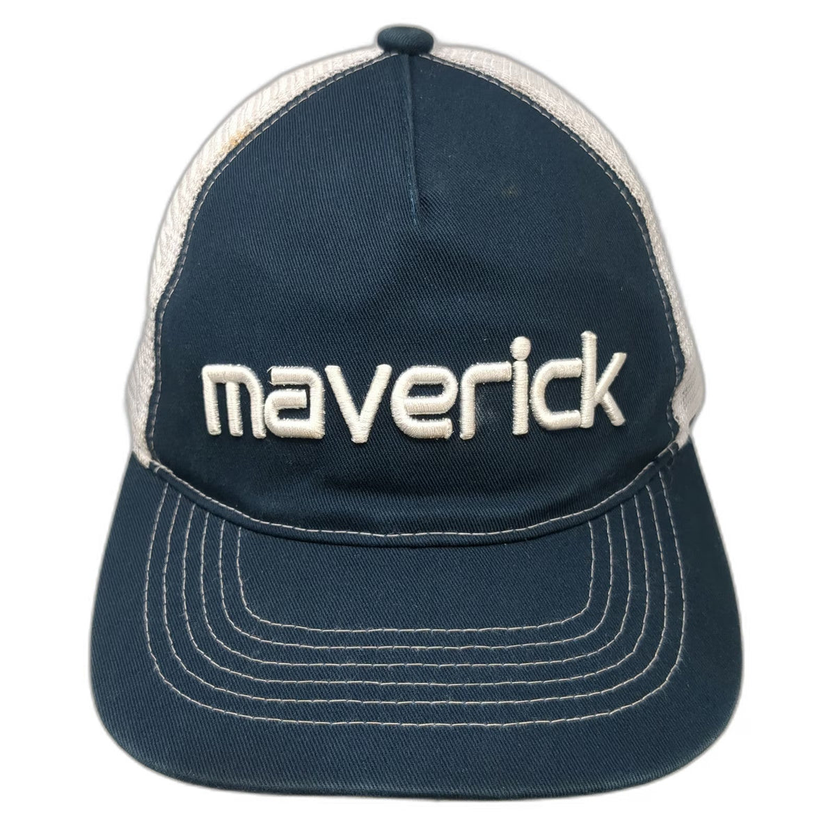 Green Devil Trucker Hat Blue White One Size Maverick Air Bump Cap Mesh Snapback