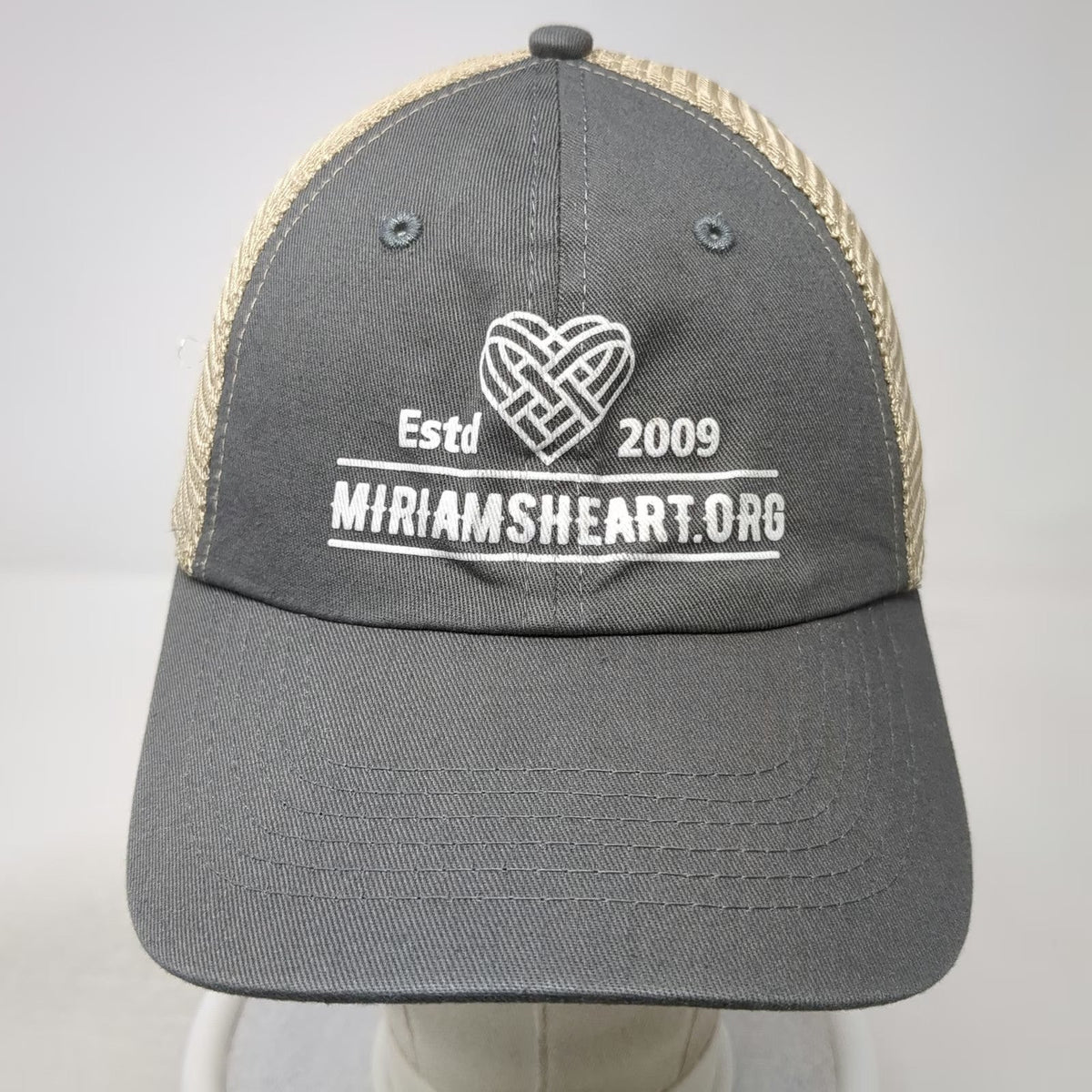 Image-N Trucker Hat Gray White Beige One Size Miriams Heart Mesh Snapback 2009