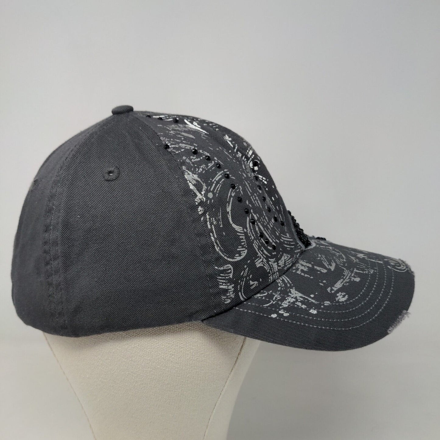 BKE Buckle Men's Slideback Hat Gray Adjustable Embroidered Rhinestone Accent