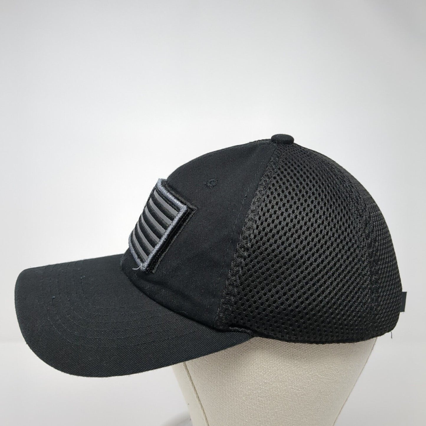 American Flag Strapback Hat Black OS Adjustable Embroidered Patriotic Pit Bull