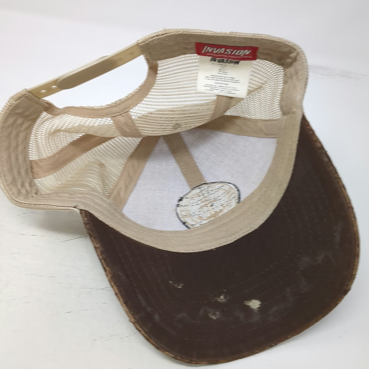 Invasion Trucker Hat Brown One Size Cork Cabo Mexico Anchor Patch Nautical Cap