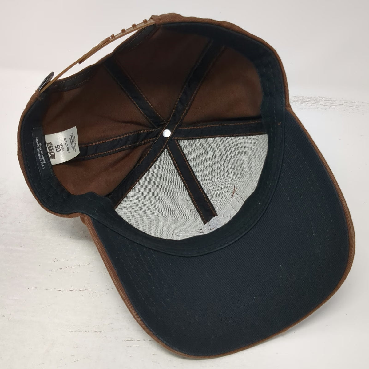 REI Snapback Hat Brown One Size Embroidered Pennant Logo Patch Cotton 6 Panel