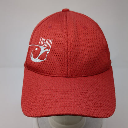 Rising Fish Strapback Hat Red One Size Adjustable Embroidered 6 Panel