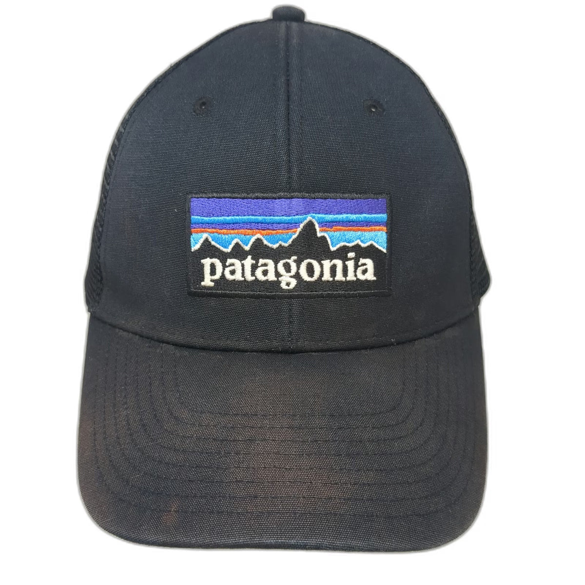Patagonia Trucker Hat Black One Size Mesh Snapback Fitz Roy Mountain Patch