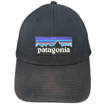 Patagonia Trucker Hat Black One Size Mesh Snapback Fitz Roy Mountain Patch