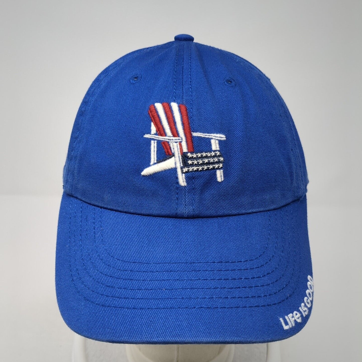 Life Is Good Adirondack Chair Slideback Hat Blue One Size Patriotic