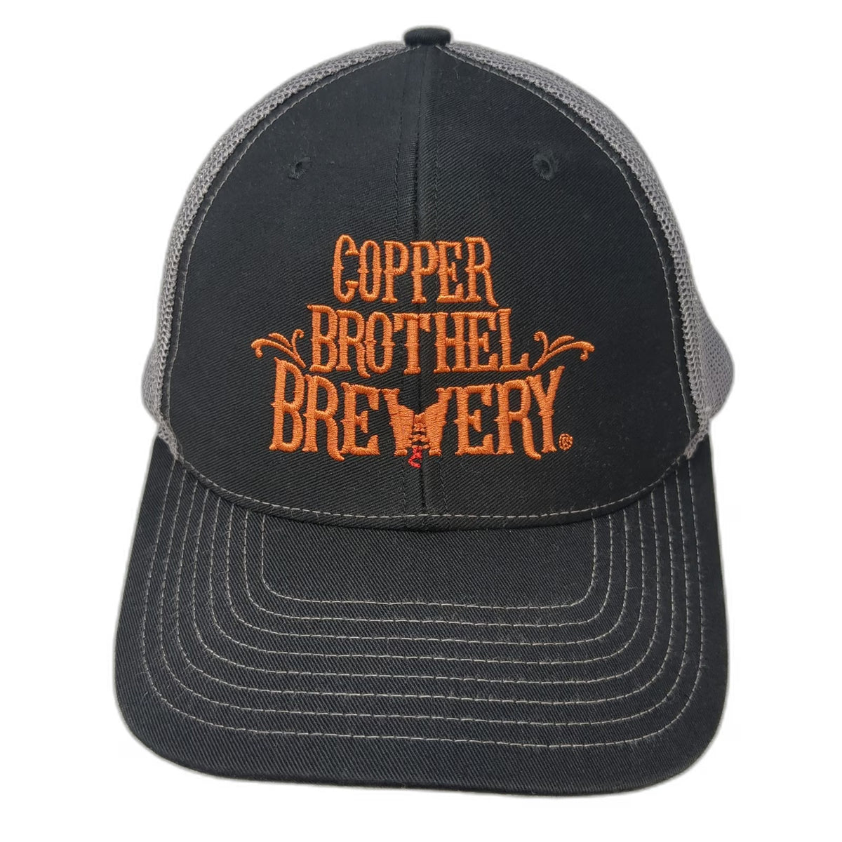 Richardson Trucker Hat Black Gray One Size Mesh Snapback Copper Brothel Brewery