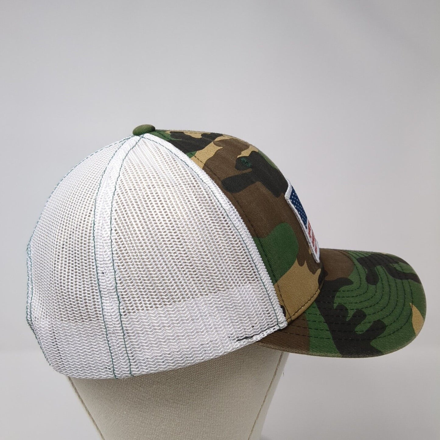 ISAT USA Flag Snapback Trucker Hat Multicolor OS Mesh Back Patriotic Richardson