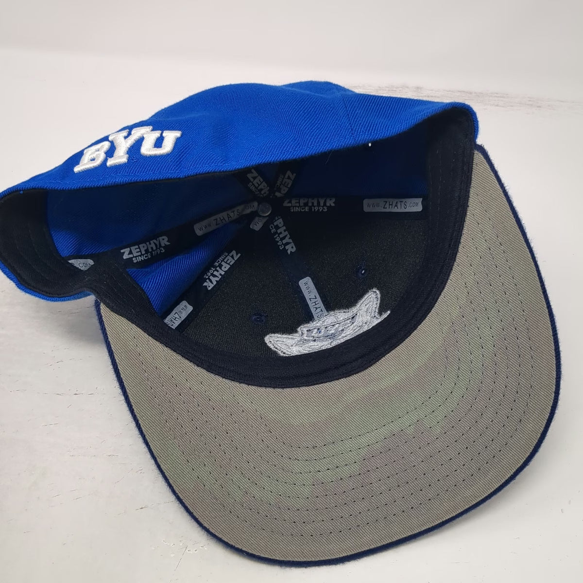 BYU Cougars NCAA Zephyr Cap Blue 7 1/8 Fitted Grey Underbrim Embroidered Hat