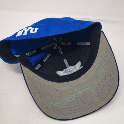 BYU Cougars NCAA Zephyr Cap Blue 7 1/8 Fitted Grey Underbrim Embroidered Hat
