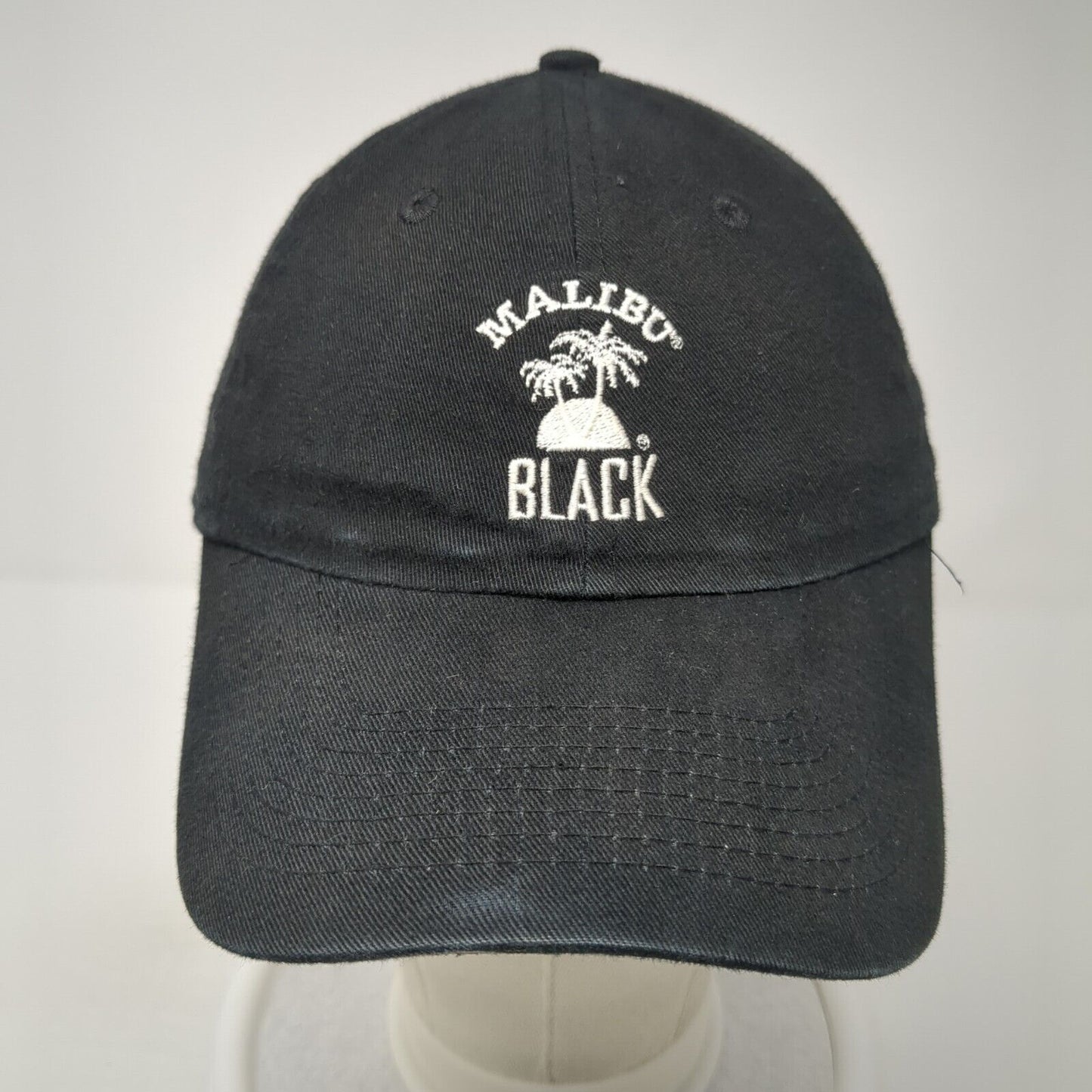 Malibu Black Strapback Hat Black One Size Adjustable Embroidered KC