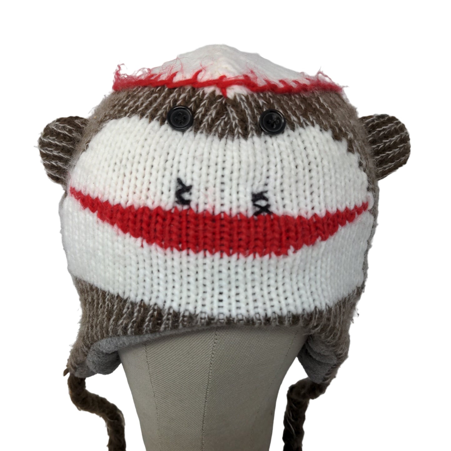 Sock Monkey Boy's Knit Beanie Hat Cap Multicolor 100% Acrylic Fleece Lined