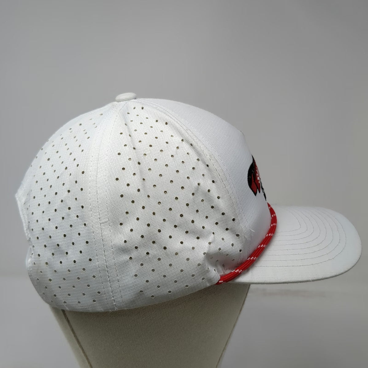 Shanky's Whip Trucker Hat White Red One Size Rope Brim Perforated Snapback Irish