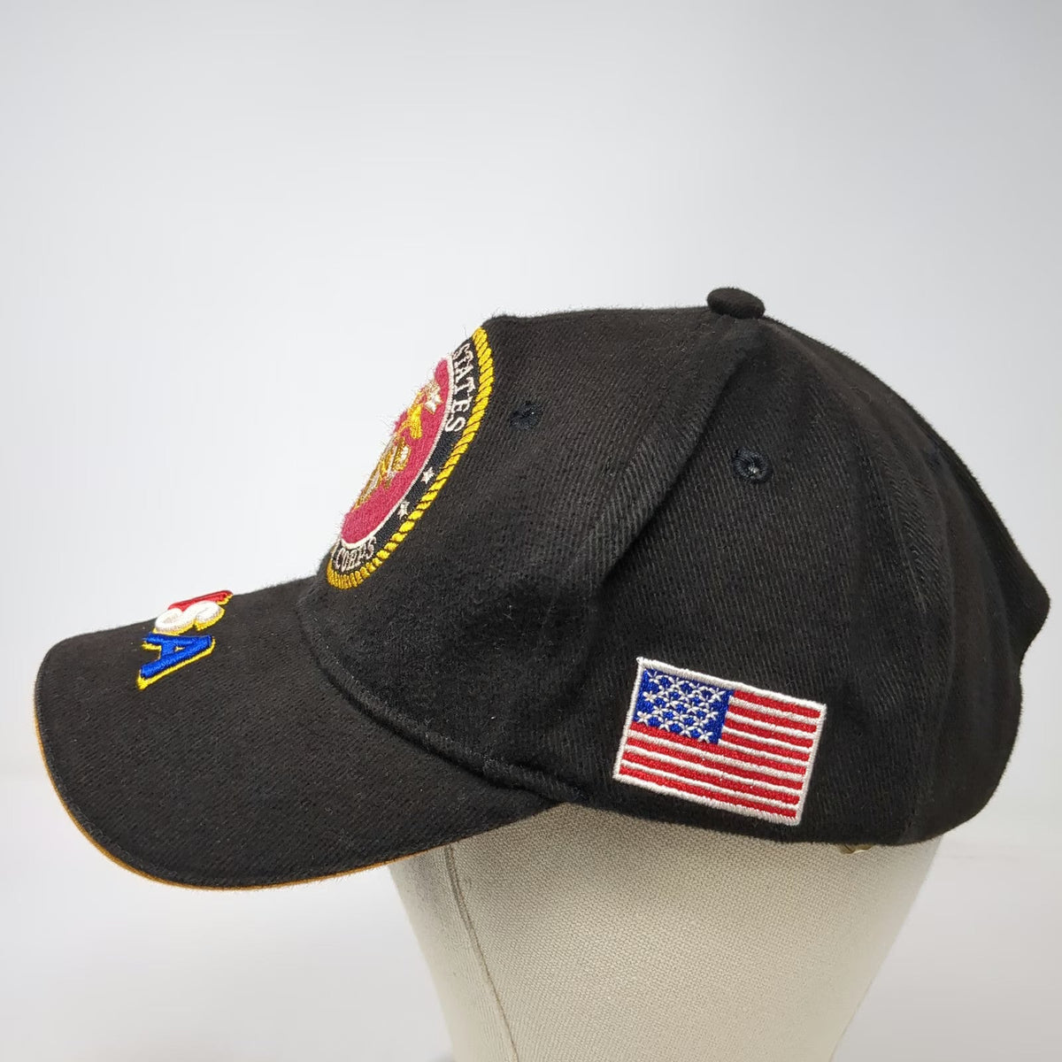 Global Traders Baseball Cap Black One Size USMC Seal Marine Corps USA Flag Hat