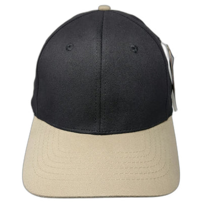 Nu-Fit Baseball Cap Black Beige M Stretch Fit Two Tone Blank Breathable Hat