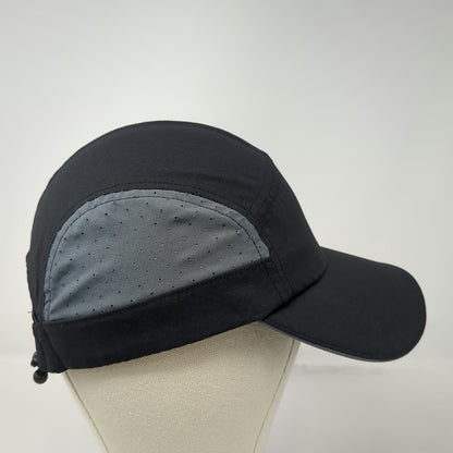 Columbia 5 Panel Black Hat One Size Gray Mesh Side Panels Bungee Slideback