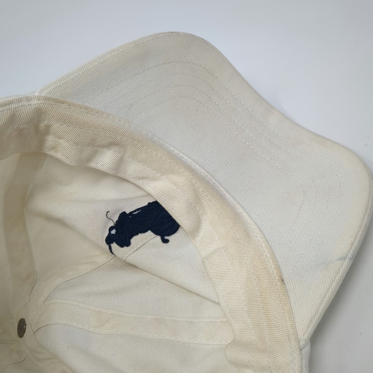 Polo Ralph Lauren Baseball Cap White Blue Brown One Size Big Pony Leather Hat