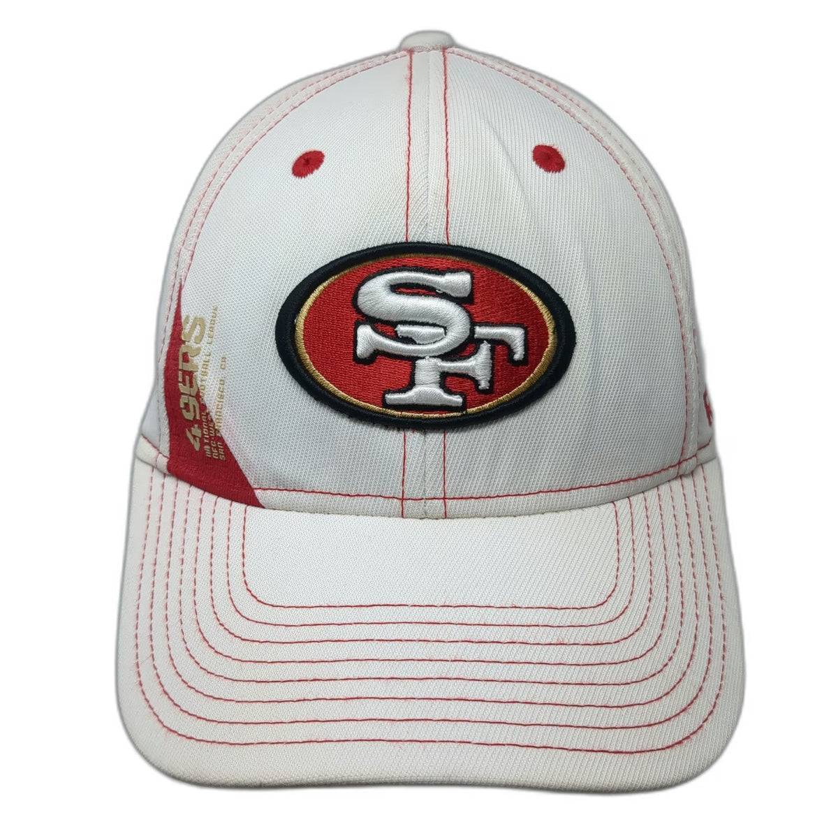 Reebok San Francisco 49ers NFL Cap White M Onfield Equipment Red Stitching Gold