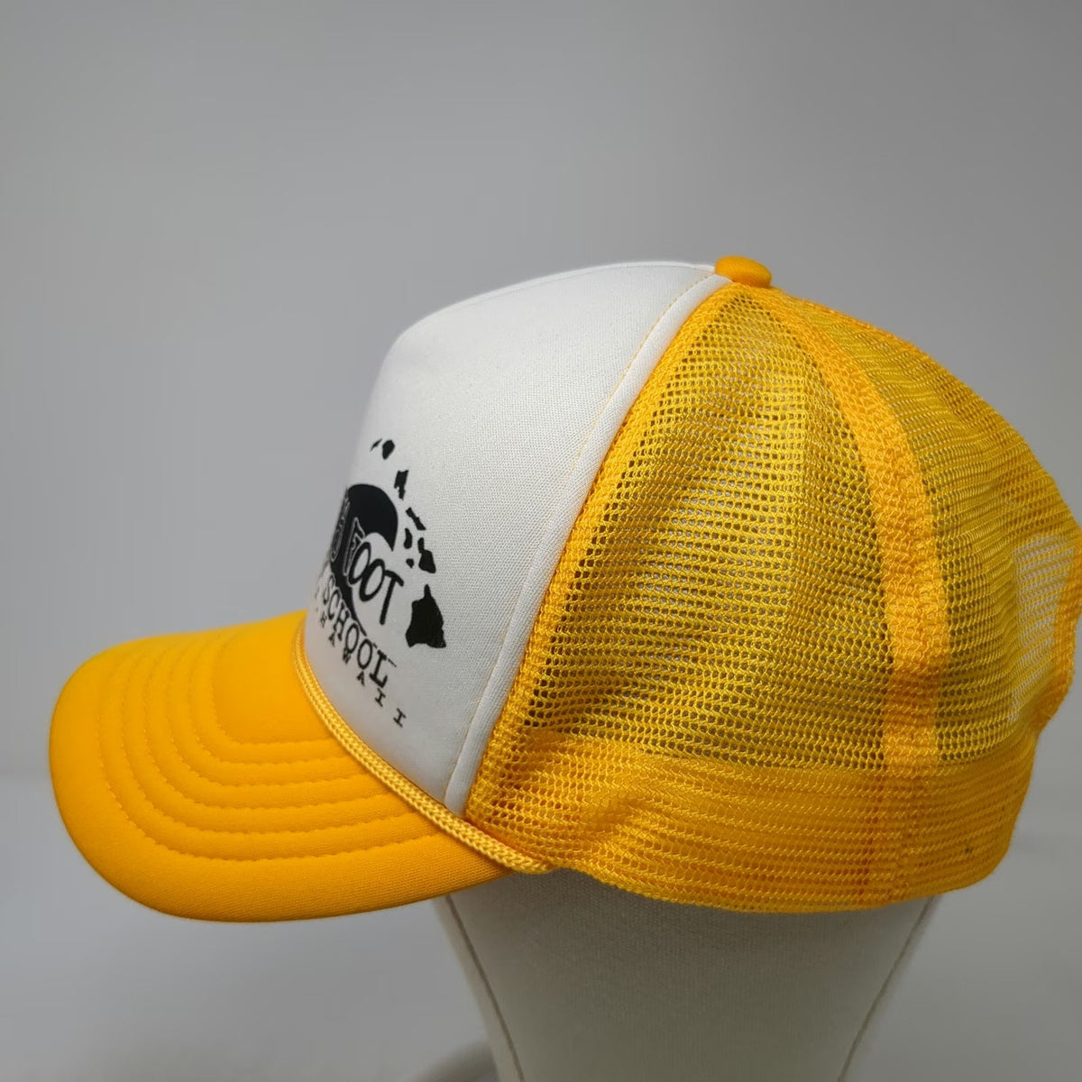 Goofy Foot Maui Hawaii Surf School Trucker Hat Yellow One Size Snapback Wave