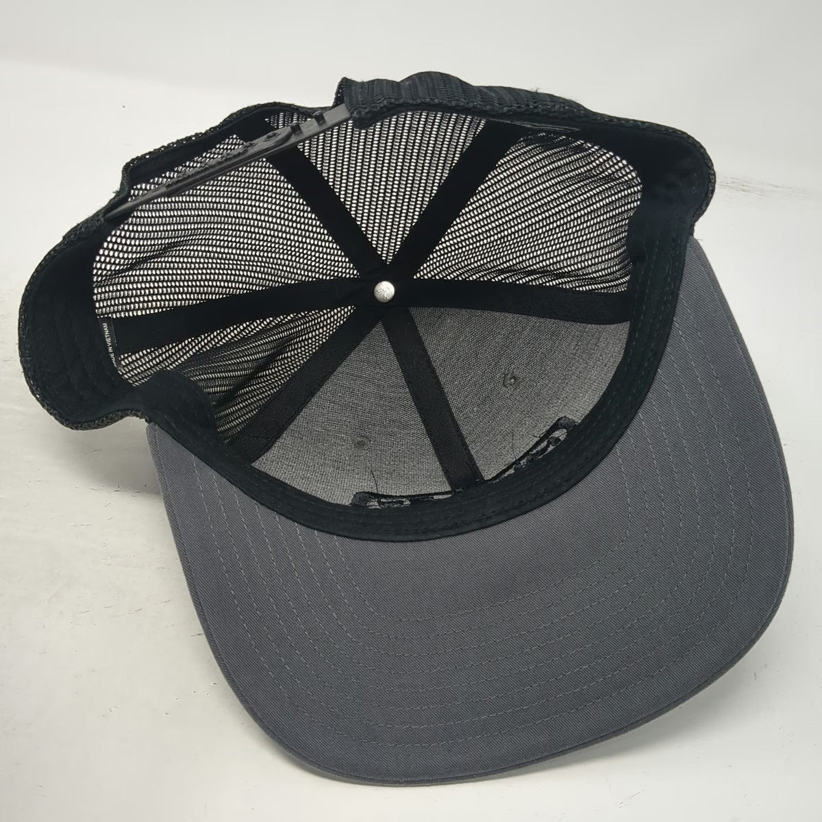 Richardson Trucker Hat Gray One Size Mullet Patch Mesh Back Snapback Curved Brim