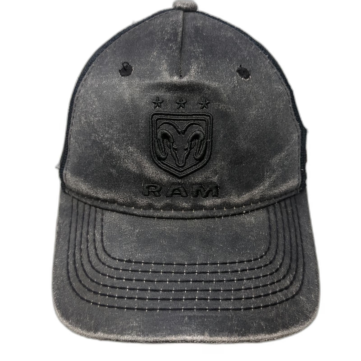 Signatures RAM Logo Trucker Hat Gray One Size Mesh Back American Flag Snapback