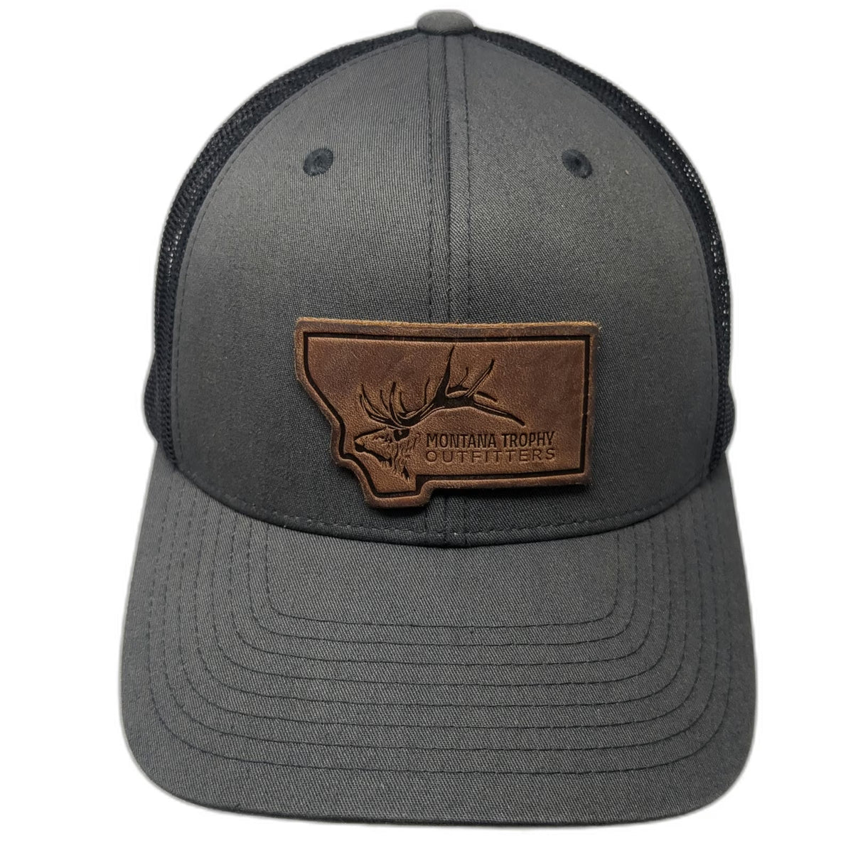 Range Leather Company Trucker Hat Gray One Size Montana Trophy Outfitters Elk