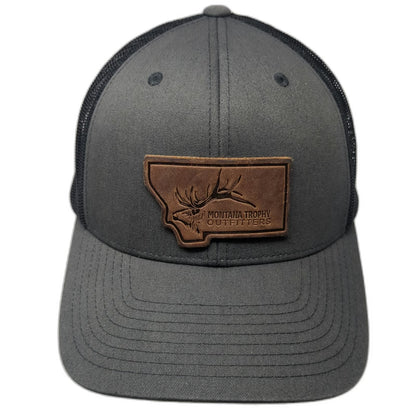 Range Leather Company Trucker Hat Gray One Size Montana Trophy Outfitters Elk