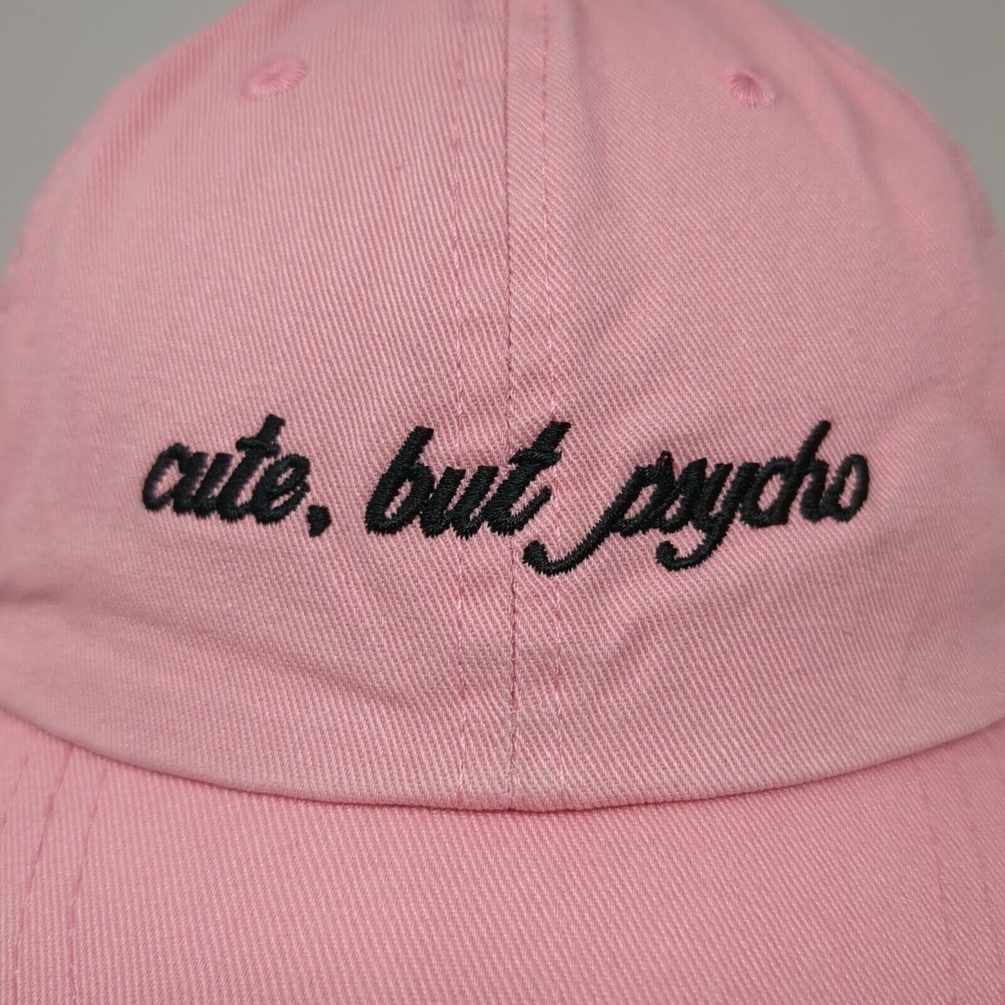 Cute by Psycho Slideback Hat Pink OS Adjustable Embroidered David And Young