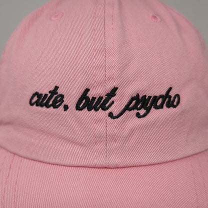 Cute by Psycho Slideback Hat Pink OS Adjustable Embroidered David And Young