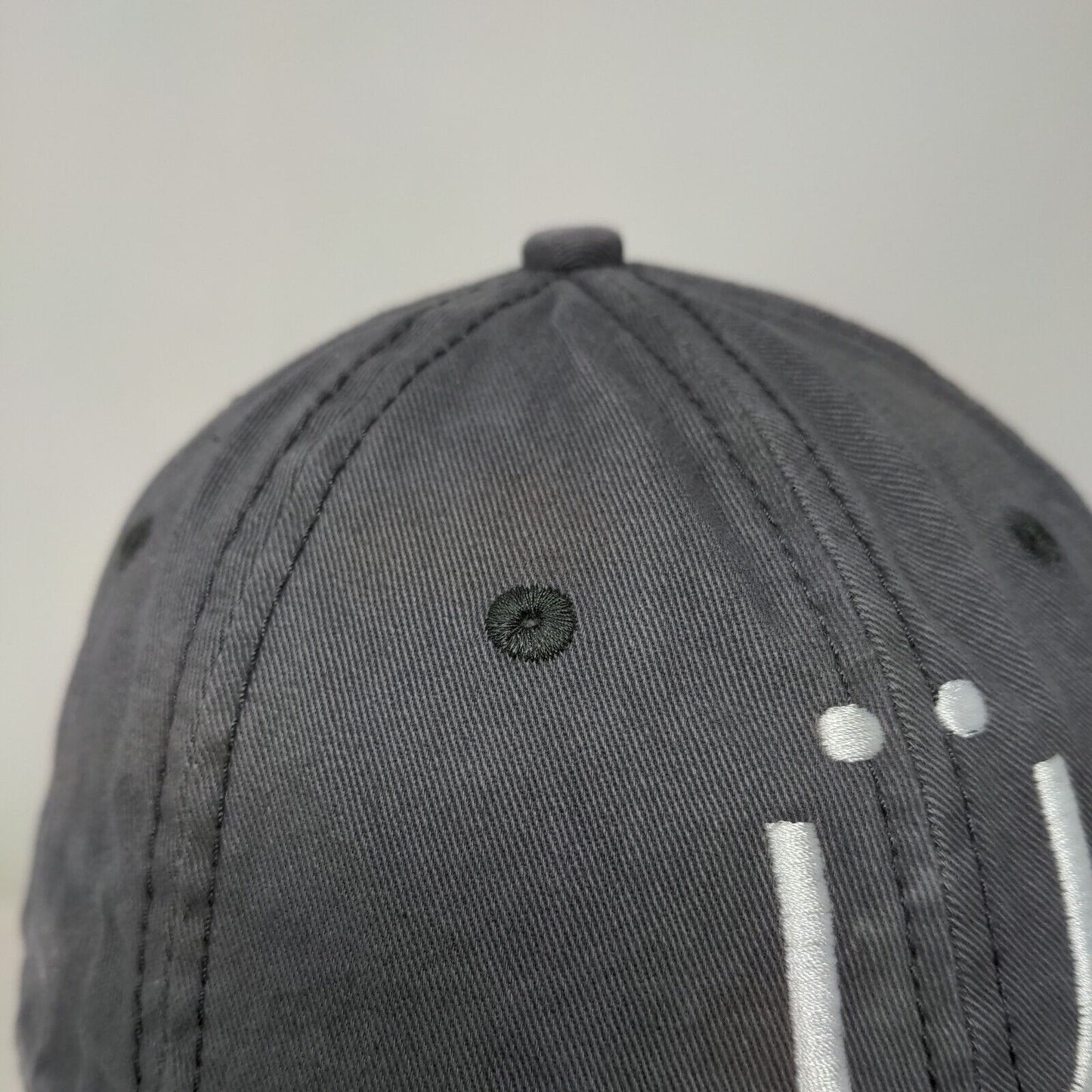 Ü Slideback Hat Gray One Size Adjustable Embroidered Vented Holes Sportsman