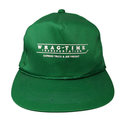 Wrag Time Transportation Express Truck & Air Freight Snapback Hat Green OS Rope