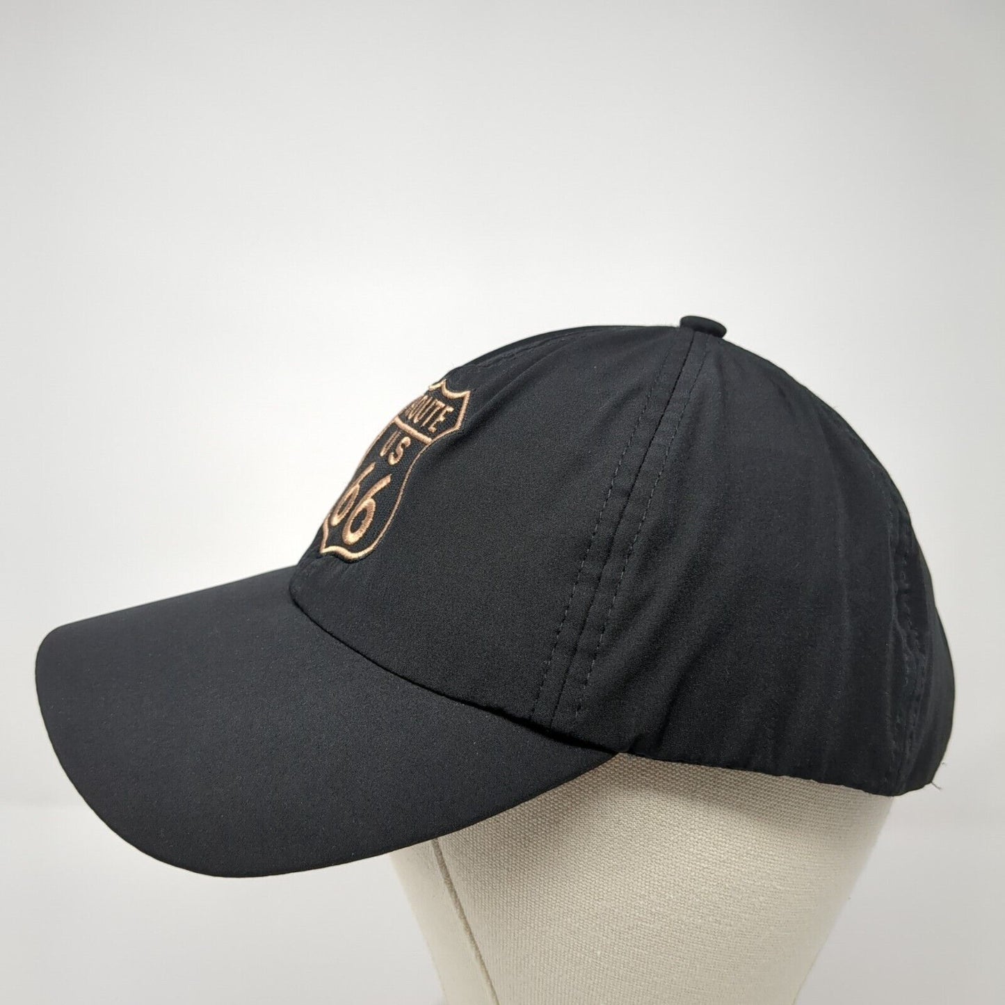 US Route 66 Strapback Hat Black One Size Adjustable American Flag