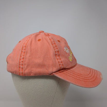 Good Vibes Club Slideback Hat Orange One Size Adjustable Floral Distressed