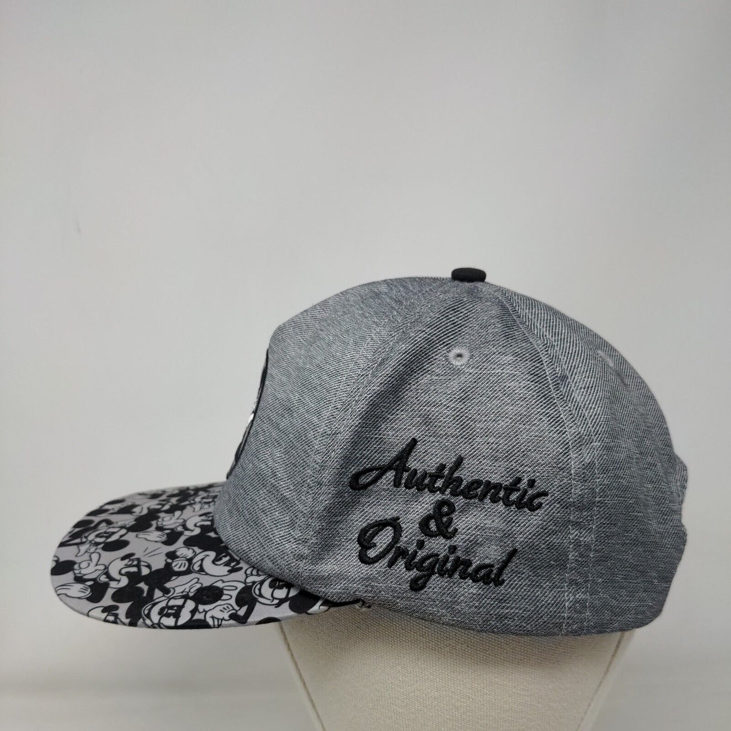 Nerdy Mickey Mouse Snapback Hat Gray Adult Embroidered Vent Holes Disney