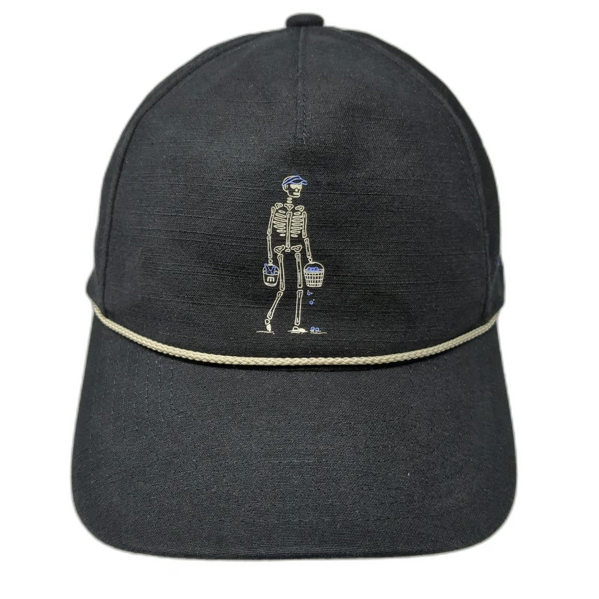 TravisMathew 5 Panel Black Hat One Size Buckets Skeleton Rope Snapback Golf
