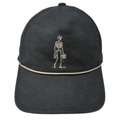 TravisMathew 5 Panel Black Hat One Size Buckets Skeleton Rope Snapback Golf